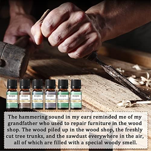 EUQEE Woody Essential Oils Set for Aromatherapy - Pure & Natural Oils - Eucalyptus, Cedarwood, Sandalwood, Frankincense,