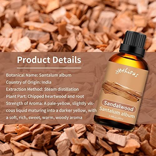 Yethious Pure Sandalwood Essential Oil for Aromatherapy & Diffuser - 10ML