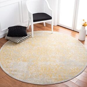 SAFAVIEH Evoke Collection Area Rug - 5'3" Round, Ivory & Gold, Ideal for Living Room & Dining, Non-Shedding & Easy Care,