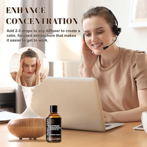 MAYJAM Indian Sandalwood Essential Oils for Skin Care and Hair Care - 100ml MAYJAM Indian Sandalwood Essential Oils fo