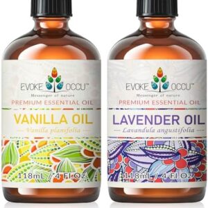 EVOKE OCCU Vanilla and Lavender Essential Oils for Relaxation | EVOKE OCCU 4 Fl Oz Vanilla and Lavender Essential Oils