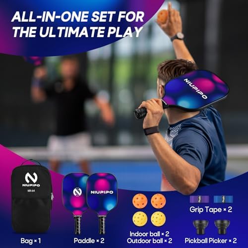 USAPA Approved Lightweight Pickleball Rackets for Casual Players | Durable Fiberglass Surface Picks with Polypropylene