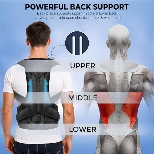 Posture Corrector with Weighted Vest for Women and Men - Full Back Support Shoulder Brace - Adjustable and Breathable De