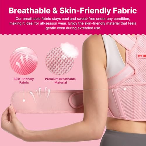 Fit Geno Posture Corrector for Women: Neck Shoulder & Upper Back Pain Relief - Adjustable Lightweight Brace for Improved
