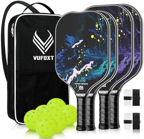 USAPA Approved Carbon Fiber Surface Pickle Ball Paddles Set - Ideal for Beginners' Training and Game (Blue) | Lightweig