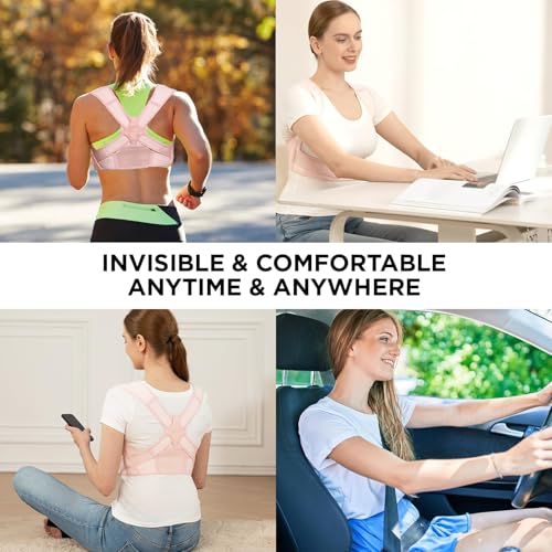 Vicorrect Upper Back Pain Relief Posture Corrector for Women and Men: Adjustable Brace Straps (Pink, S/M) Vicorrect Sh