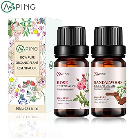 Sandalwood & Clary Sage Essential Oils for Aroma and Spa - 100% Pure Organic Natural Plant Oils, 2x10ML Sandalwood & C