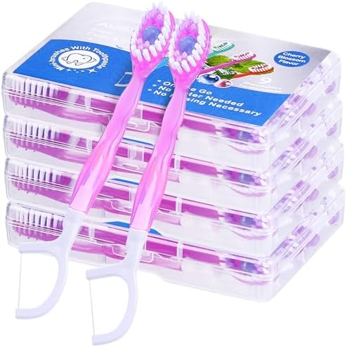 5-in-1 Prepasted Travel Toothbrush with Toothpaste Floss & Pick 36 Pack – Hotel Camping Flight Car Guest Use for Women M