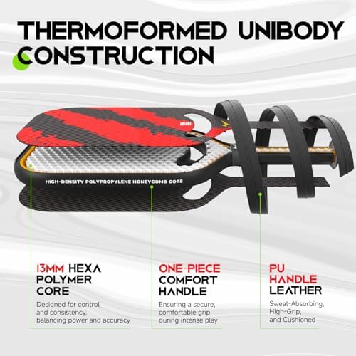 Warping Point Ascent Carbon Fiber Pickleball Racket for Swing Speed and Maneuverability | Aero Throat Carbon Fiber Pick