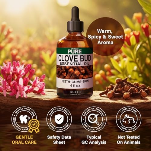 KUKKA Clove Essential Oils for Hair, Skin, Diffuser, and Aromatherapy USDA Organic | KUKKA Clove Essential Oils 4 Fl Oz