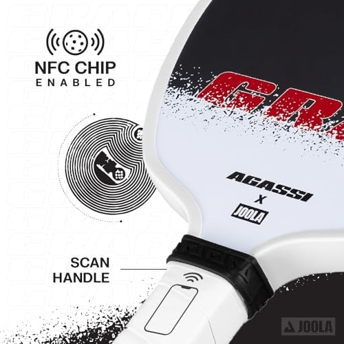 JOOLA Agassi PRO IV 14mm Pickleball Paddle - Carbon Fiber Surface Increases Spin & Control for Experts | JOOLA Agassi P