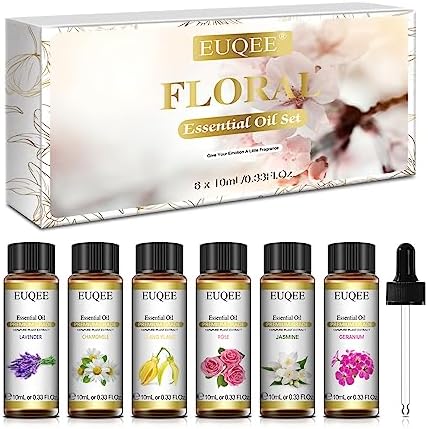 EUQEE Woody Essential Oils Set for Aromatherapy - Pure & Natural Oils - Eucalyptus, Cedarwood, Sandalwood, Frankincense,