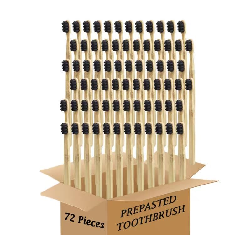 Bamboo Disposable Toothbrush Prepasted Soft Bristles for Travel | Bamboo Toothbrush Prepasted Disposables Oral Hygiene