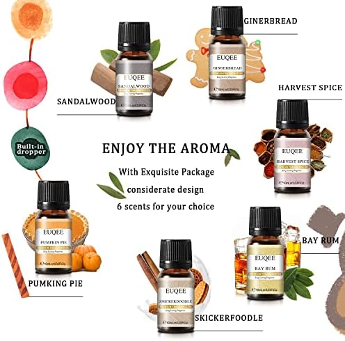 EUQEE Woody Essential Oils Set for Aromatherapy - Pure & Natural Oils - Eucalyptus, Cedarwood, Sandalwood, Frankincense,