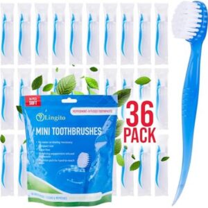 Soft Bristle Mini Individually Wrapped Disposable Toothbrush for Travel (36 Pack) | Soft Bristle Mini Individually Wrap
