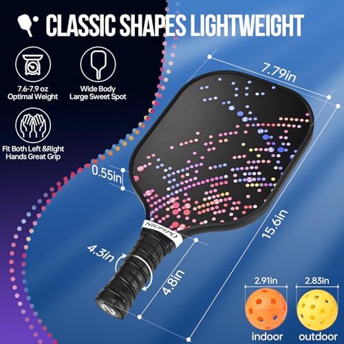 USAPA Approved Lightweight Pickleball Rackets for Casual Players | Durable Fiberglass Surface Picks with Polypropylene