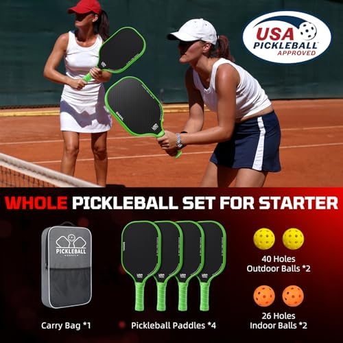 BAGAIL USAPA Approved Pickleball Paddles Set for Traction and Stability | Lightweight BAGAIL Pickleball Rackets with 4