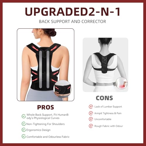Upgraded Posture Corrector Back Brace for Men and Women | Adjustable Full Back Support for Posture Improving and Pain R