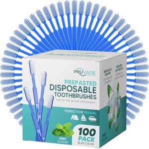 100 Pack Disposable Toothbrushes with Toothpaste Built In - Mint Prepasted Toothbrushes Individually Wrapped for Travel