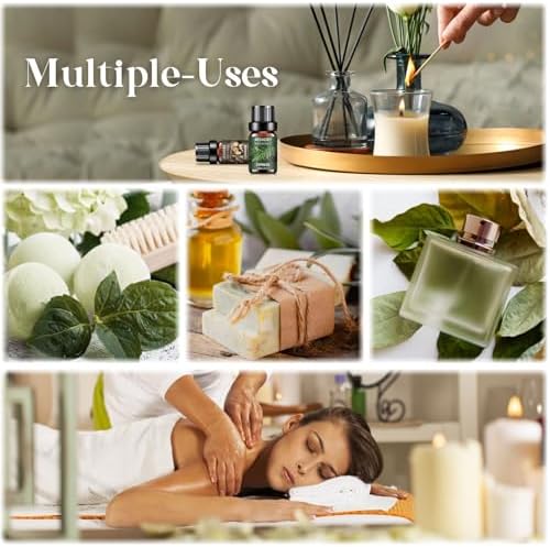 Woody Essential Oils Set for Candle Making & Diffuser - 6x10ML Teakwood, Sandalwood, Cedarwood, Cypress, Forest Pine, F