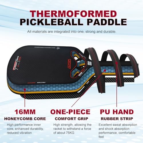 High Performance 3K Carbon Fiber Pickleball Paddle T700 for Advanced Players in Tournamens | USAPA Approved 16MM Thermo