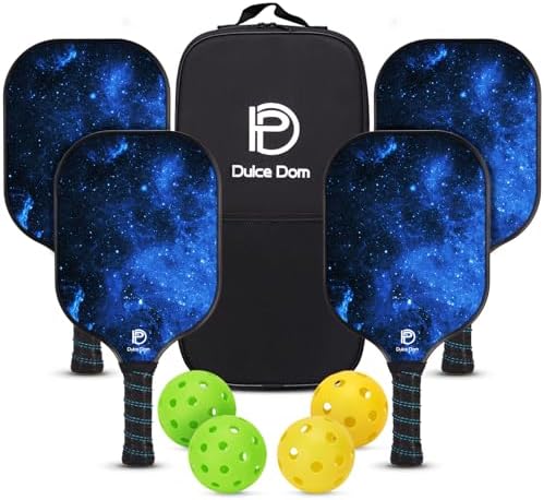 DULCE DOM USAPA Approved Fiberglass/Carbon Fiber Pickleball Paddles Set of 4 for Training | DULCE DOM 4 Indoor Outdoor