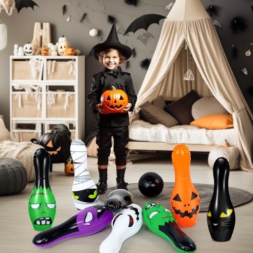 Soulchen Giant Halloween Inflatable Bowling Set for Family Activities
