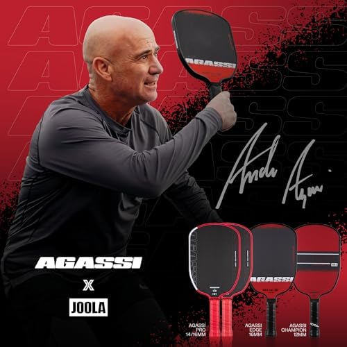 JOOLA Agassi PRO IV 14mm Pickleball Paddle - Carbon Fiber Surface Increases Spin & Control for Experts | JOOLA Agassi P