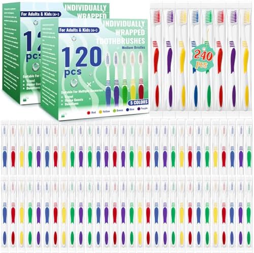 Bulk Disposable Travel Toothbrushes Pack - Soft Bristle Good Cleaning for Kids, Adult & Elderly | 50 Pcs Individually W