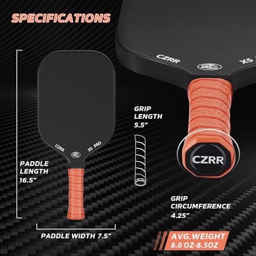 USA Pickleball Approved Pickleball Paddle, 3K Raw Carbon Fiber Surface (CFS) High Grit & Spin, Ideal for Novice and Prof