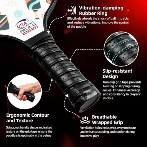 BAGAIL USAPA Approved Pickleball Paddles Set for Traction and Stability | Lightweight BAGAIL Pickleball Rackets with 4