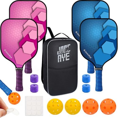 JoncAye USAPA Approved Pickleball Paddles Set of 4 for Adults, Men, Women, and Kids with Balls and Bag JoncAye USAPA App