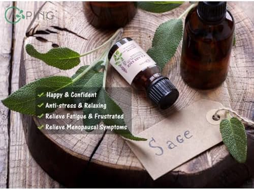 Sandalwood & Clary Sage Essential Oils for Aroma and Spa - 100% Pure Organic Natural Plant Oils, 2x10ML Sandalwood & C