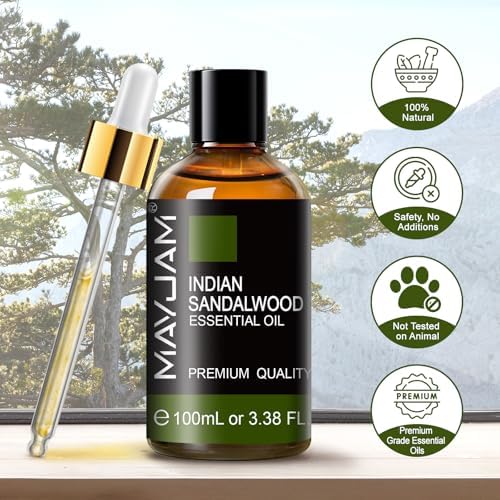MAYJAM Indian Sandalwood Essential Oils for Skin Care and Hair Care - 100ml MAYJAM Indian Sandalwood Essential Oils fo