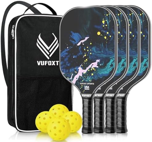 USAPA Approved Carbon Fiber Surface Pickle Ball Paddles Set - Ideal for Beginners' Training and Game (Blue) | Lightweig