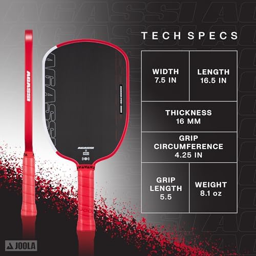 JOOLA Agassi PRO IV 14mm Pickleball Paddle - Carbon Fiber Surface Increases Spin & Control for Experts | JOOLA Agassi P