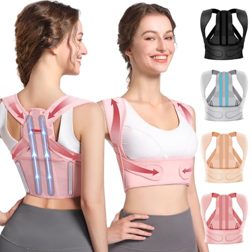 Fit Geno Posture Corrector for Women: Neck Shoulder & Upper Back Pain Relief - Adjustable Lightweight Brace for Improved
