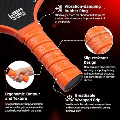 BAGAIL USAPA Approved Pickleball Paddles Set for Traction and Stability | Lightweight BAGAIL Pickleball Rackets with 4