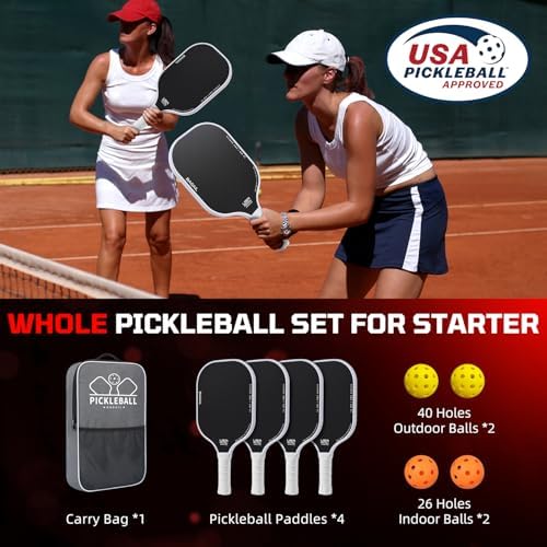 BAGAIL USAPA Approved Pickleball Paddles Set for Traction and Stability | Lightweight BAGAIL Pickleball Rackets with 4