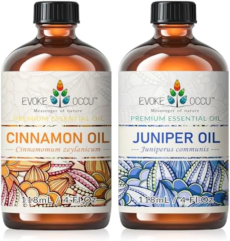 EVOKE OCCU Cinnamon Essential Oil and Juniper Essential Oil for Relaxation - Stress Relief and Muscle Pain Relief - 4 Fl