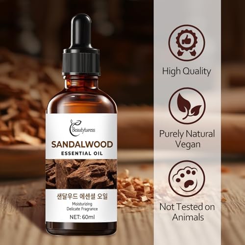 Sandalwood Essential Oil – 100% Pure & Natural Premium Grade Aromatherapy Oil – Warm Woody Scent for Meditation & Relaxa