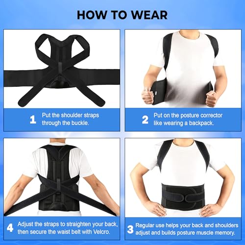 Posture Corrector with Weighted Vest for Women and Men - Full Back Support Shoulder Brace - Adjustable and Breathable De