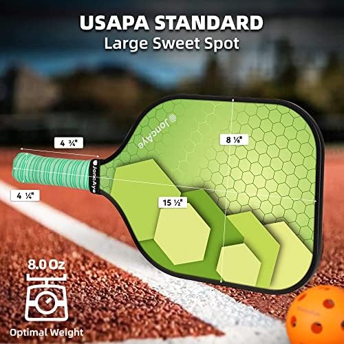 JoncAye USAPA Approved Pickleball Paddles Set of 4 for Adults, Men, Women, and Kids with Balls and Bag JoncAye USAPA App