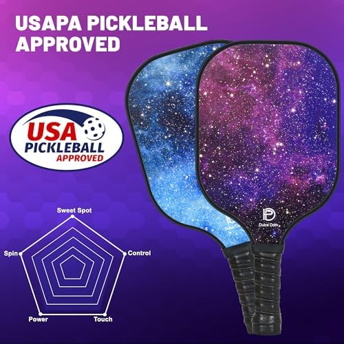 DULCE DOM USAPA Approved Fiberglass/Carbon Fiber Pickleball Paddles Set of 4 for Training | DULCE DOM 4 Indoor Outdoor