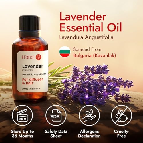 H'ana Sandalwood Essential Oil - 1.02 Fl Oz - for Hair and Skin, Aromatherapy, DIY Soap Making - ClimatePartner Certifie