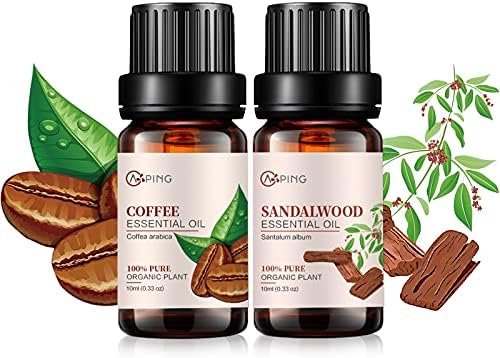 Sandalwood & Clary Sage Essential Oils for Aroma and Spa - 100% Pure Organic Natural Plant Oils, 2x10ML Sandalwood & C