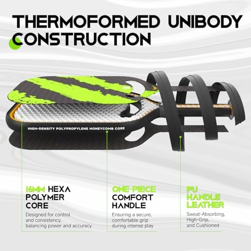 Warping Point Ascent Carbon Fiber Pickleball Racket for Swing Speed and Maneuverability | Aero Throat Carbon Fiber Pick