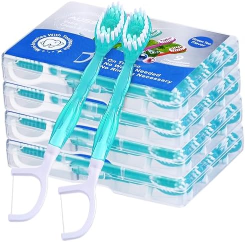 5-in-1 Prepasted Travel Toothbrush with Toothpaste Floss & Pick 36 Pack – Hotel Camping Flight Car Guest Use for Women M