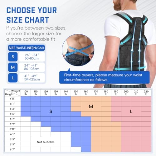 Posture Corrector for Women and Men: Adjustable Back Brace with Full Back Support (Large, Pink) Adjustable Back Brace