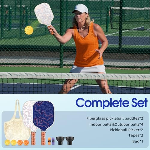 USAPA Approved Lightweight Pickleball Rackets for Casual Players | Durable Fiberglass Surface Picks with Polypropylene